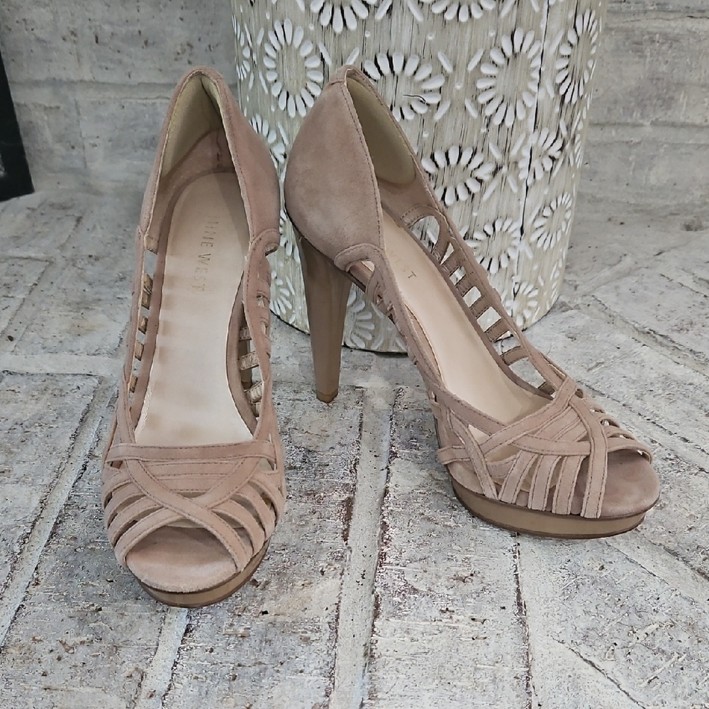 Nine West Tan Suede Heels